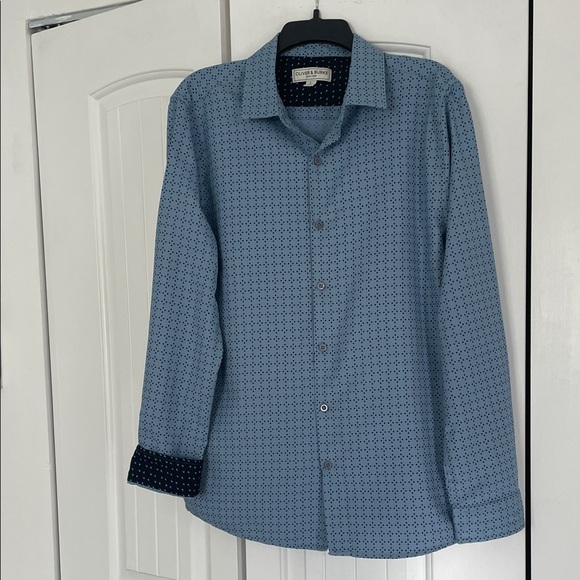 Oliver & Burke Men's Blue Geometric Dress Shirt - Picture 1 of 6